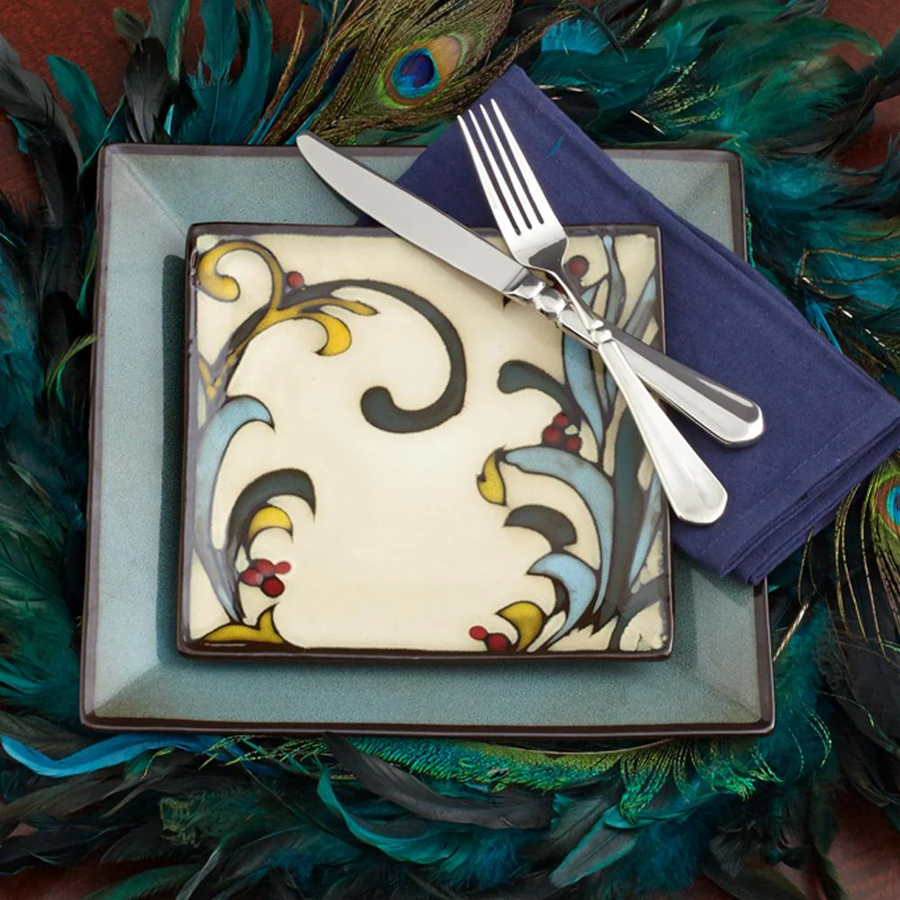 Belmont Set of 4 Blue Square Dinner Plates - Image 3