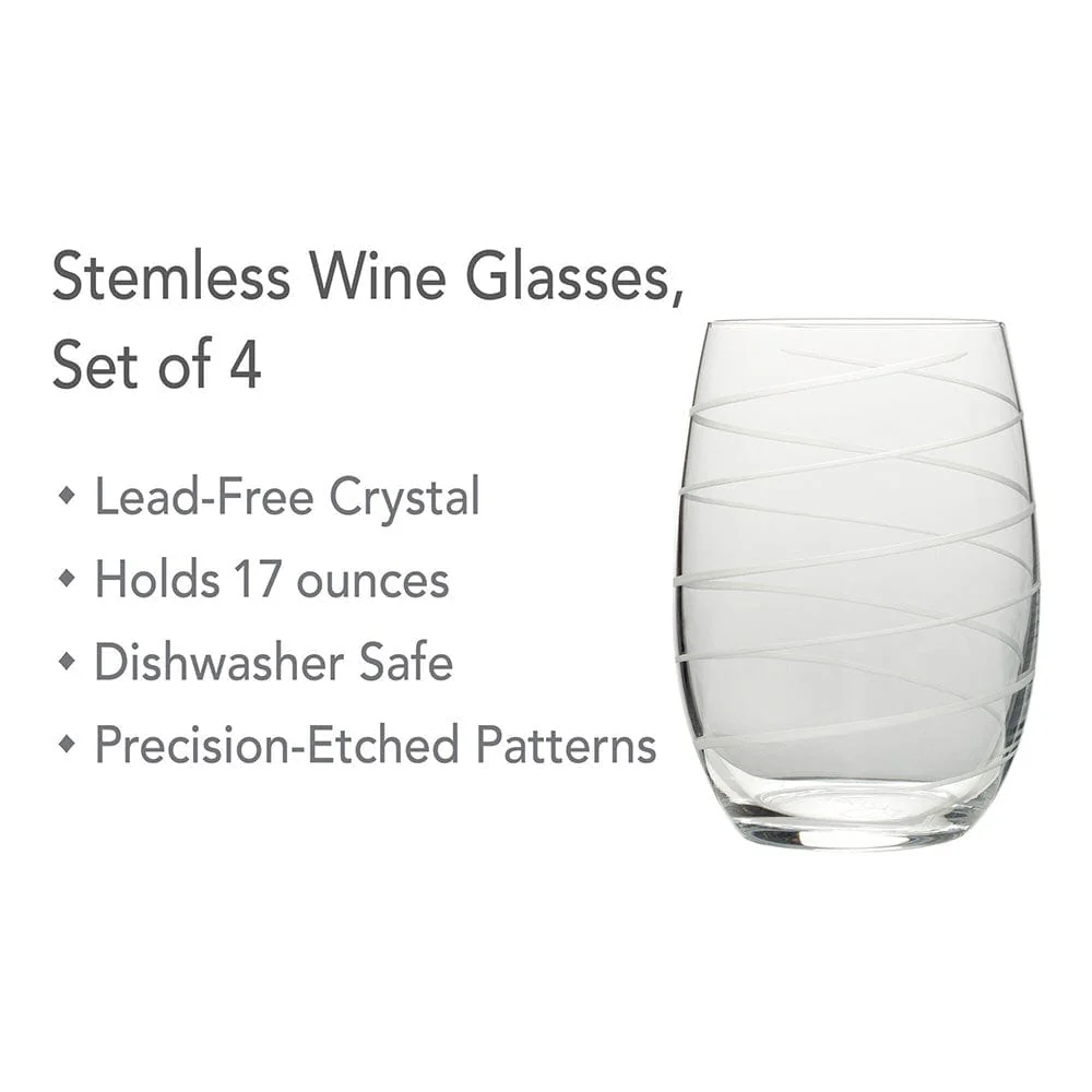 Cheers® Set of 4 Stemless Wine Glasses - Image 3