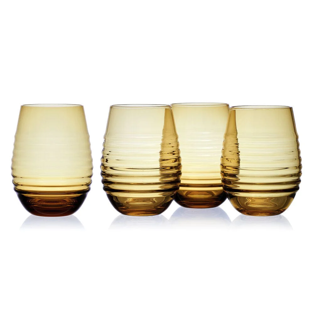 Ciara Amber Set of 4 Stemless Wine Glasses - Image 5