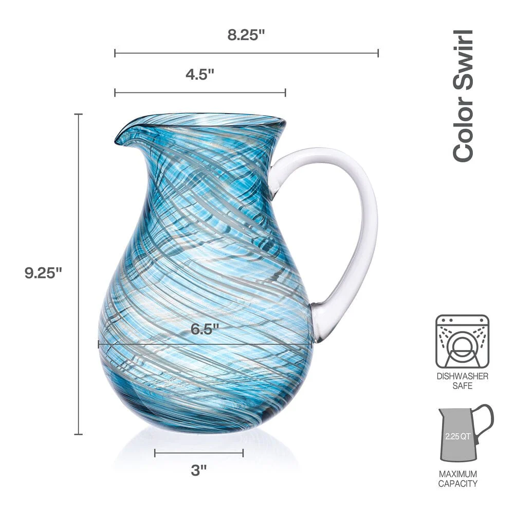 Color Swirl Blue Pitcher - Image 4