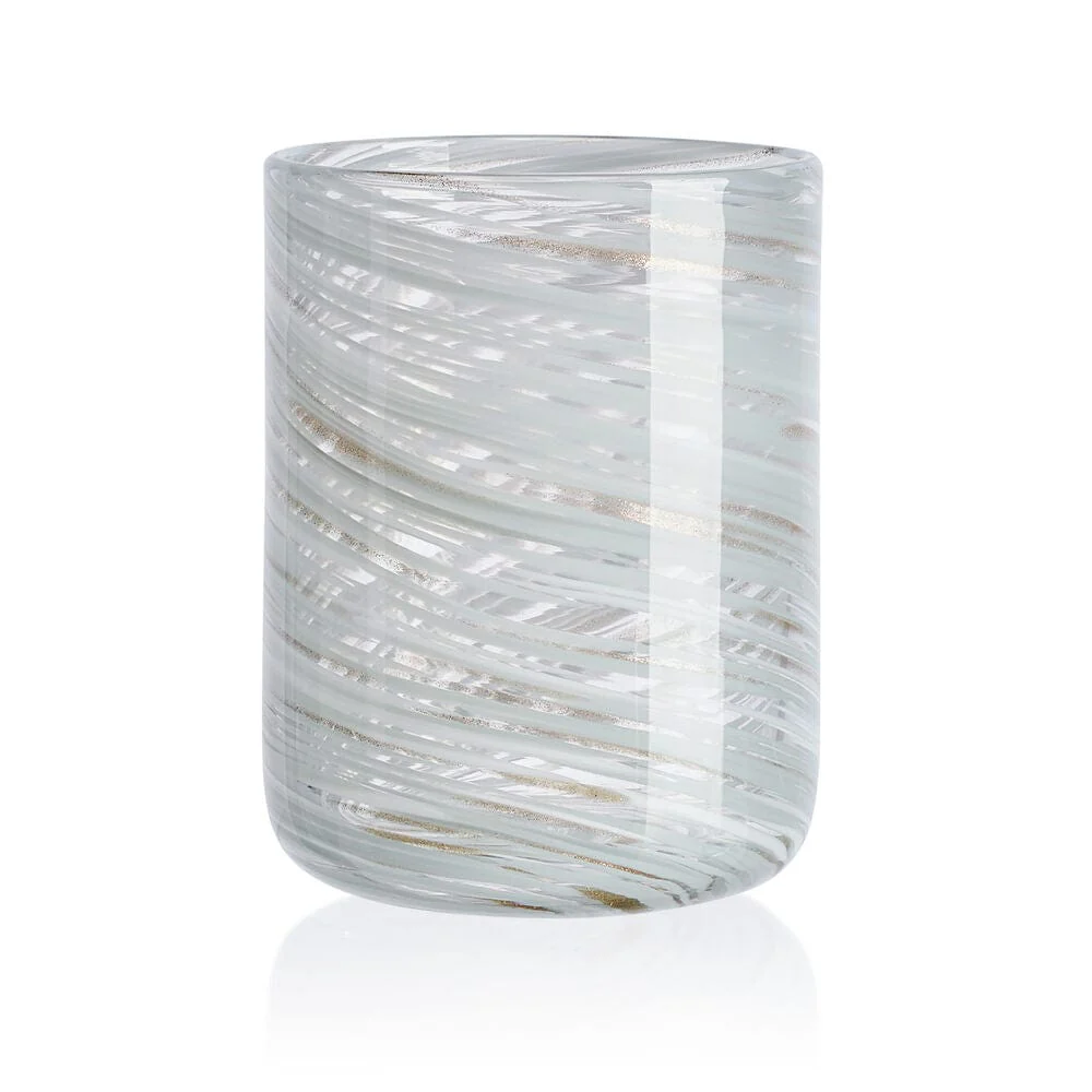 Color Swirl Gray Set of 4 Double Old Fashioned Glasses - Image 3