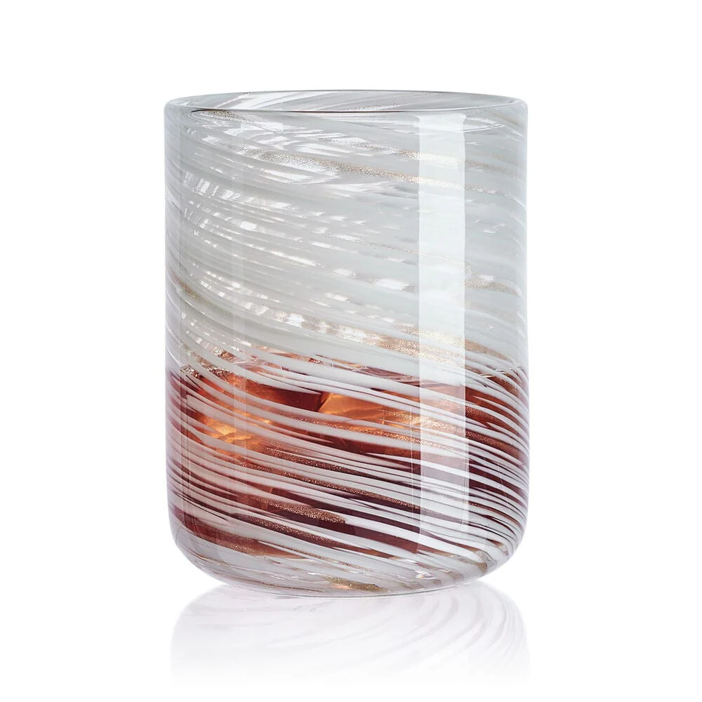 Color Swirl Gray Set of 4 Double Old Fashioned Glasses - Image 5