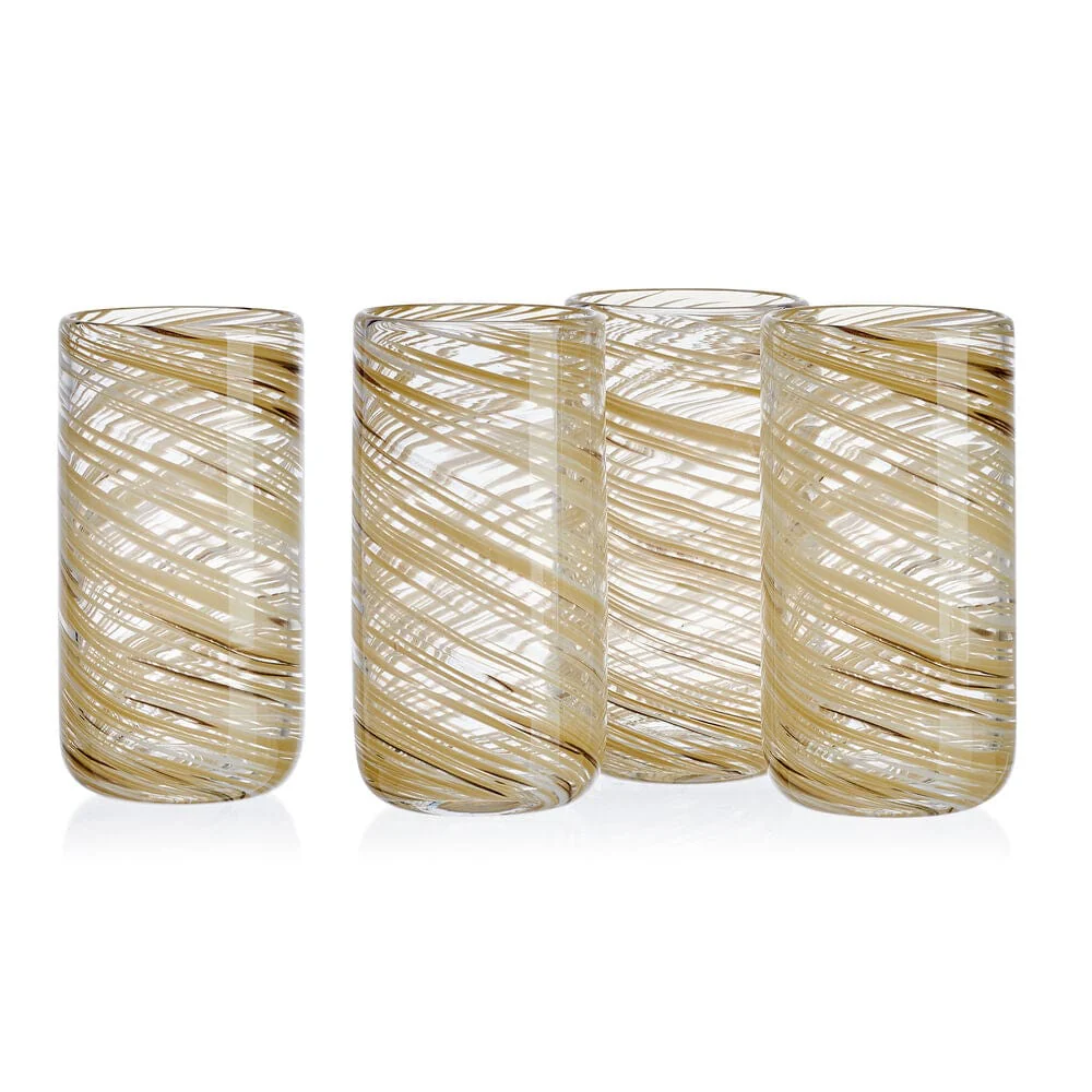 Color Swirl Honey Set of 4 High Ball Glasses - Image 4
