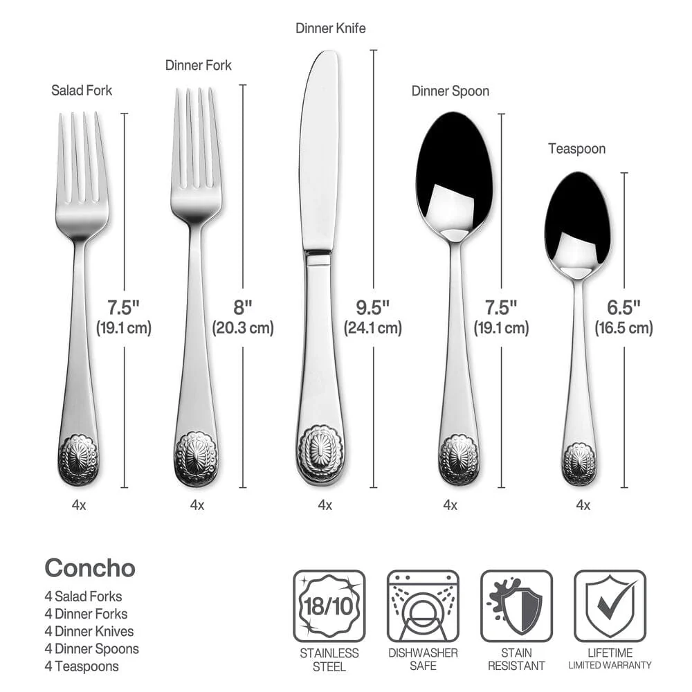 Concho 20 Piece Flatware Set, Service for 4 - Image 3