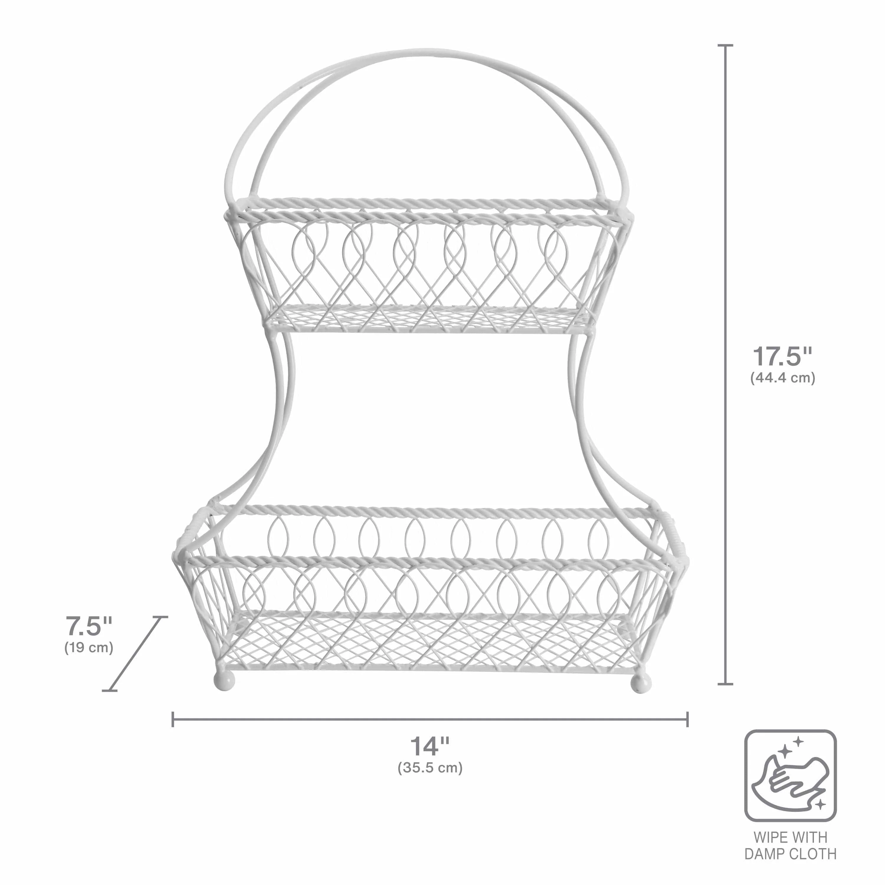 Loop and Lattice 2 Tier White Flatback Fruit Storage Basket - Image 3