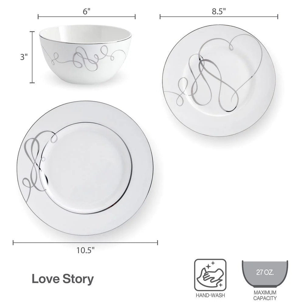 Love Story 24 Piece Dinnerware Set, Service for 8 - Image 5
