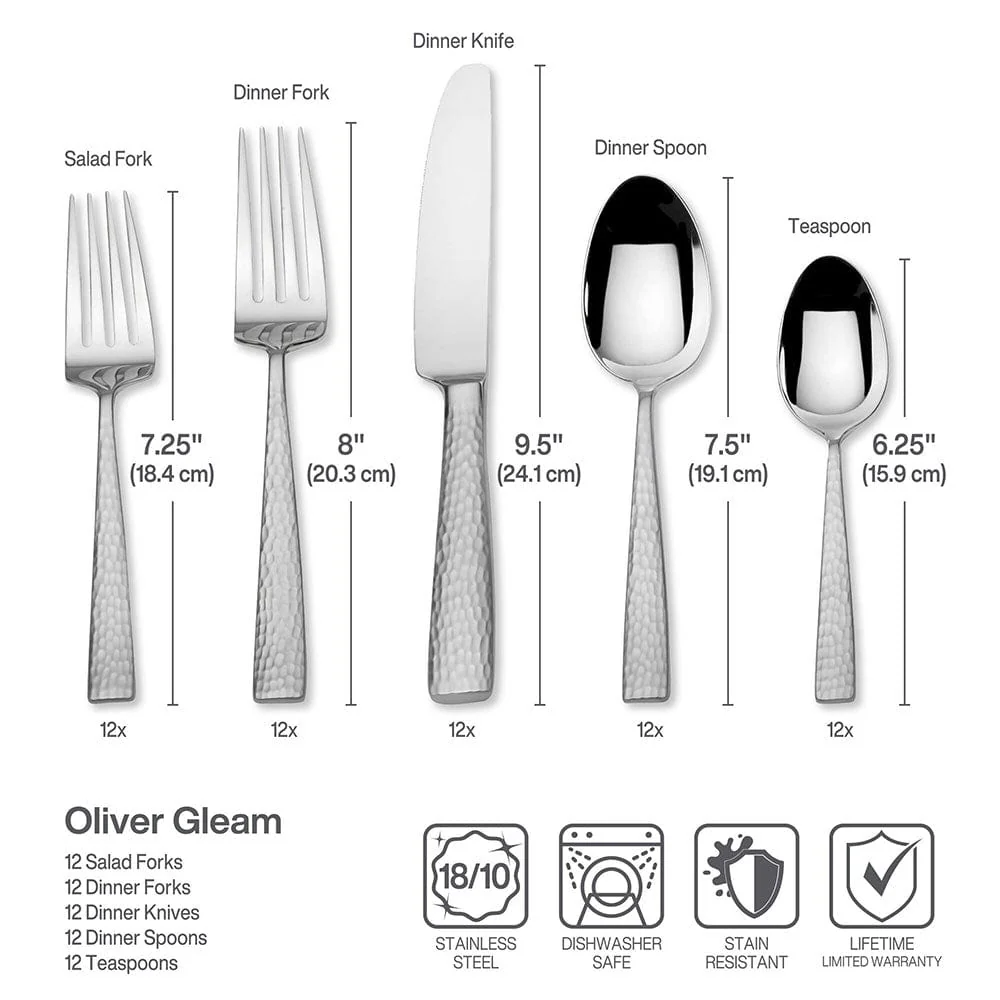 Oliver Mirror 65 Piece Flatware Set, Service for 12 - Image 7