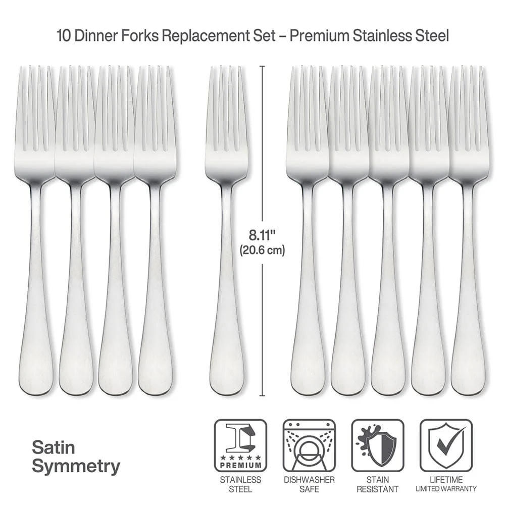 Satin Symmetry Set of 10 Dinner Forks - Image 4